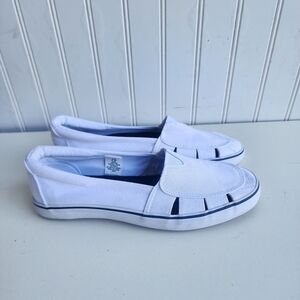 Coral Bay Women’s Captiva Loafers Shoe Flat White Canvas Size 7.5